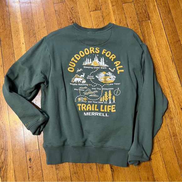 Merrell Green Sweatshirt with Yellow Graphic - Picture 1 of 3